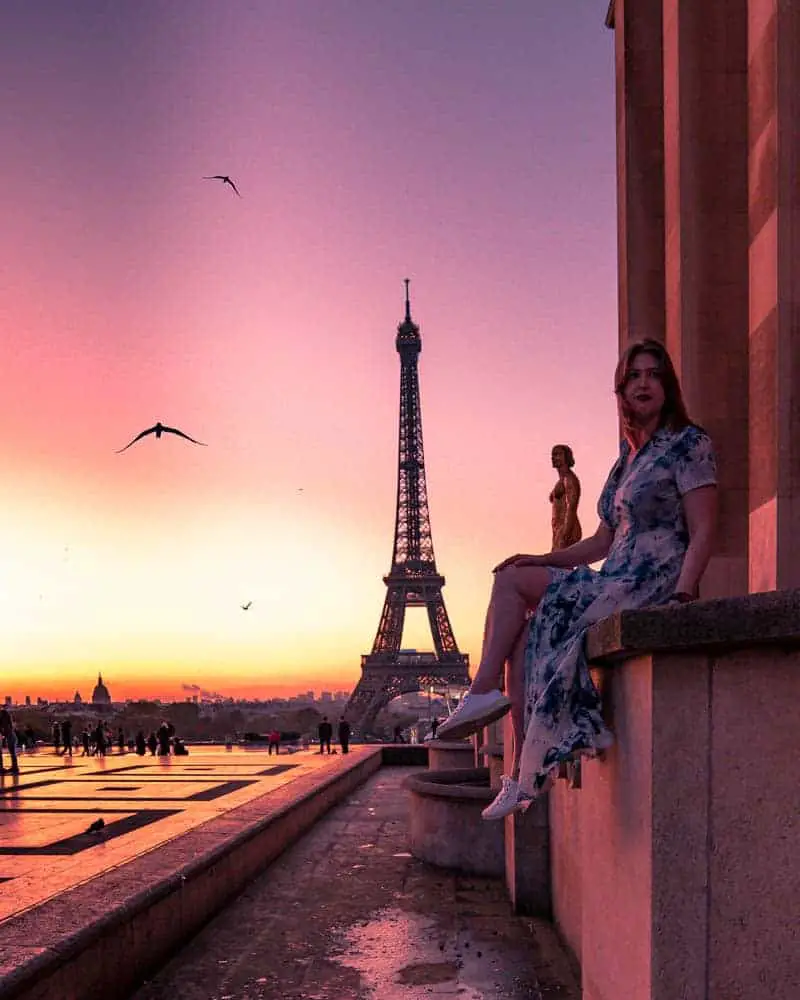 paris sunrise Eiffel tower trocadero