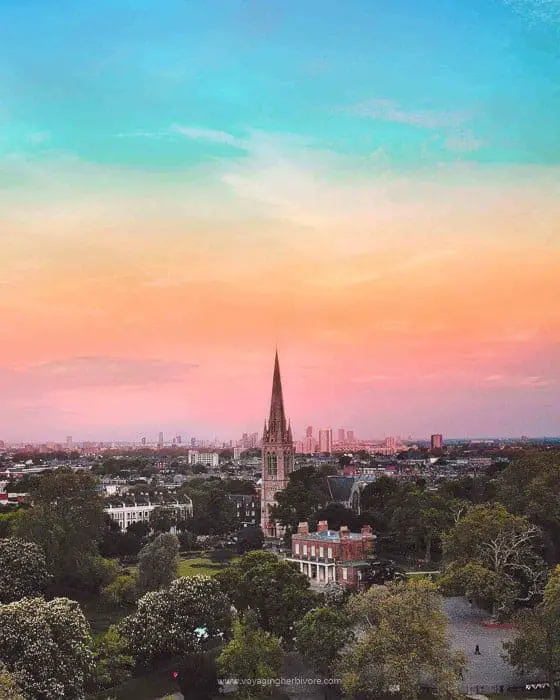 drone photography london sunset sunrise clissold park england