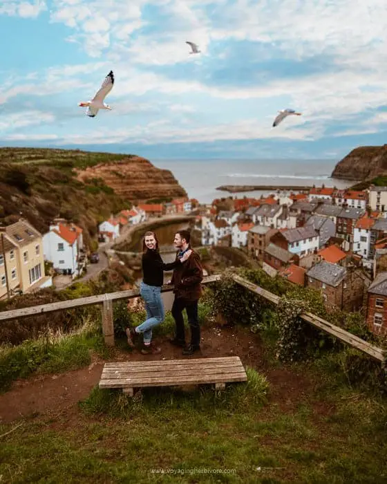 staithes fishing village england near saltburn by the sea travel couple