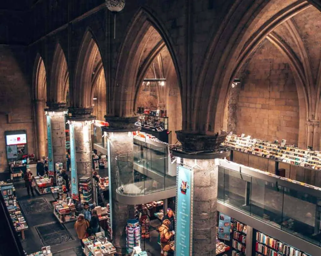 giant bookstore with arches and multiple levels