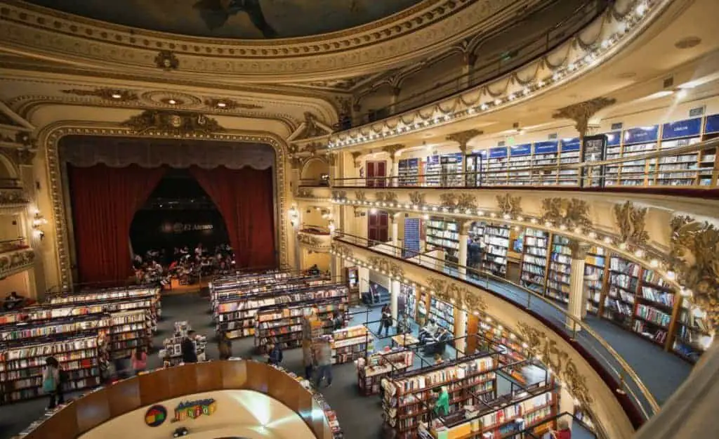 beautiful multi-story theater filled with books