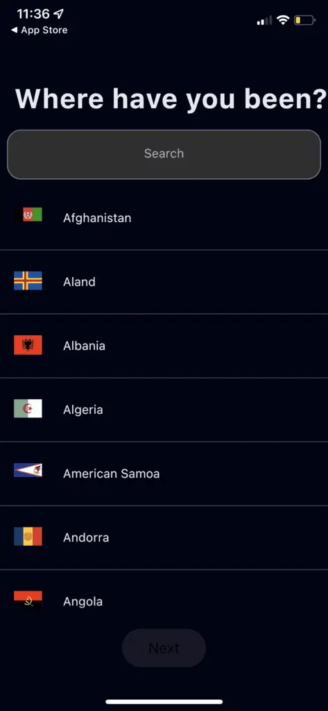 countries visited app
