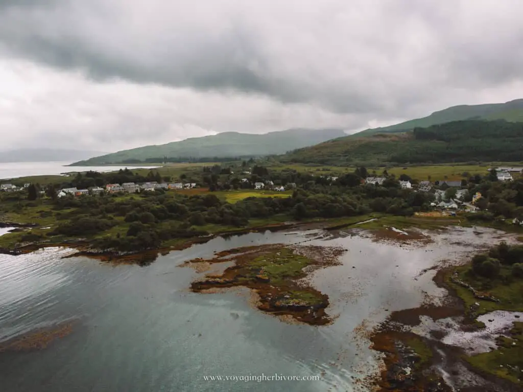 drone shot of isle of mull on rabbies 5 day bus tour from edinburgh