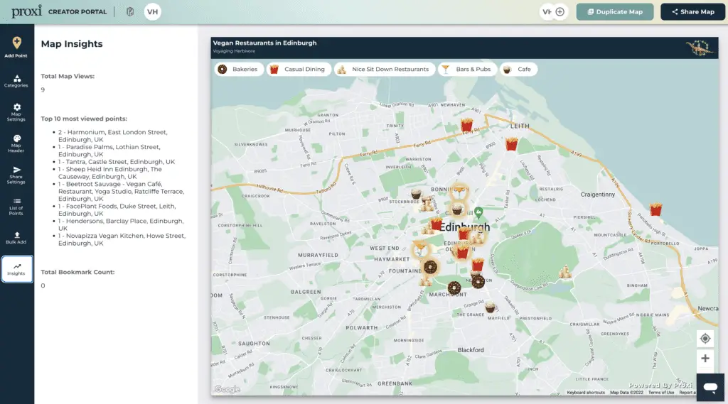 proxi interactive website map for creators