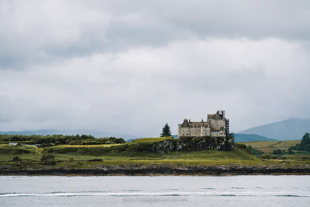view of duart castle from a boat