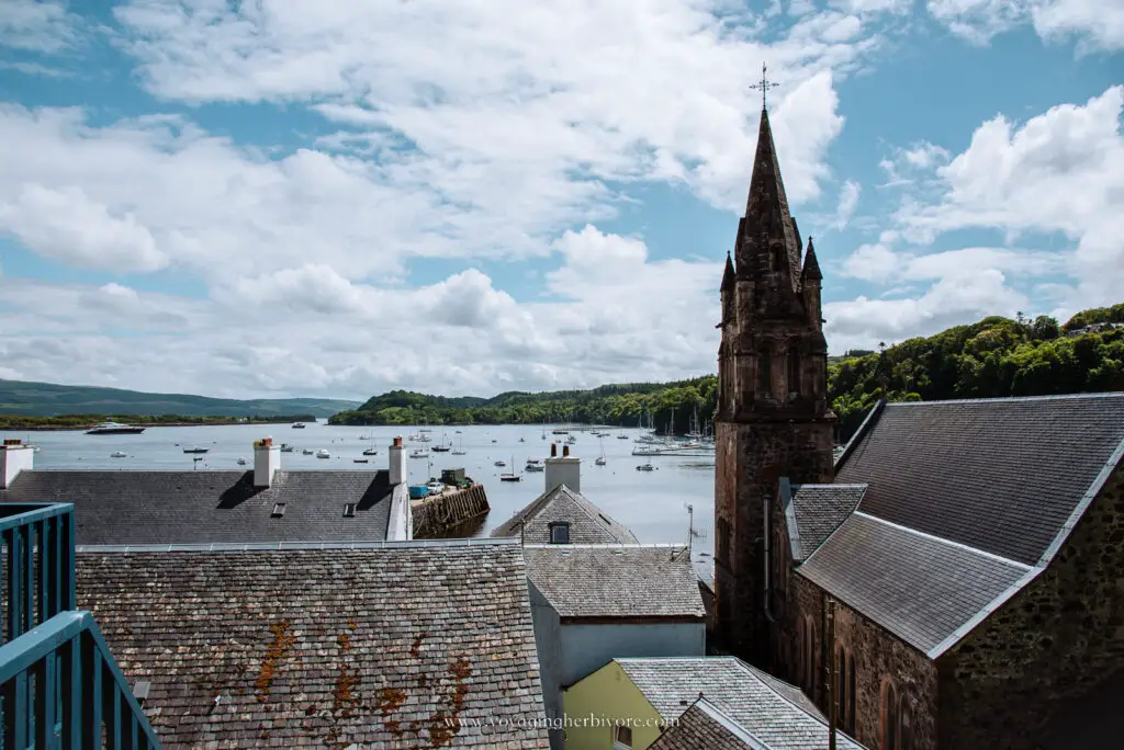 things to do on the isle of mull views over water from an tobar cafe